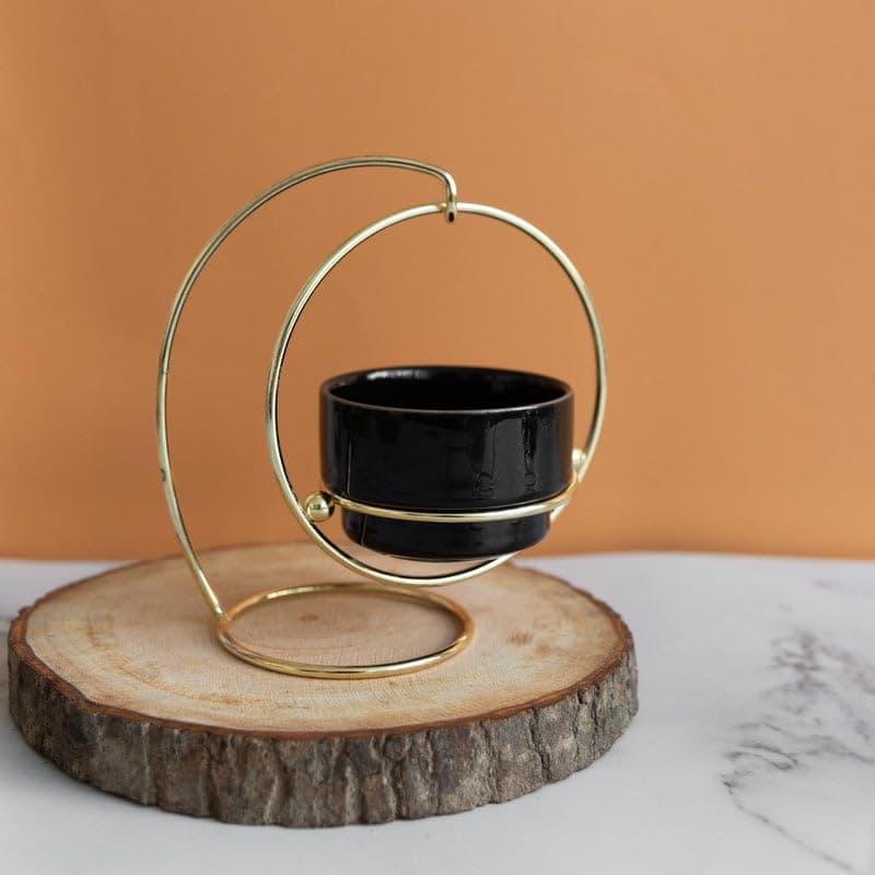Spherevant Gold And Black Metal Hanging Planter For Home Decor
