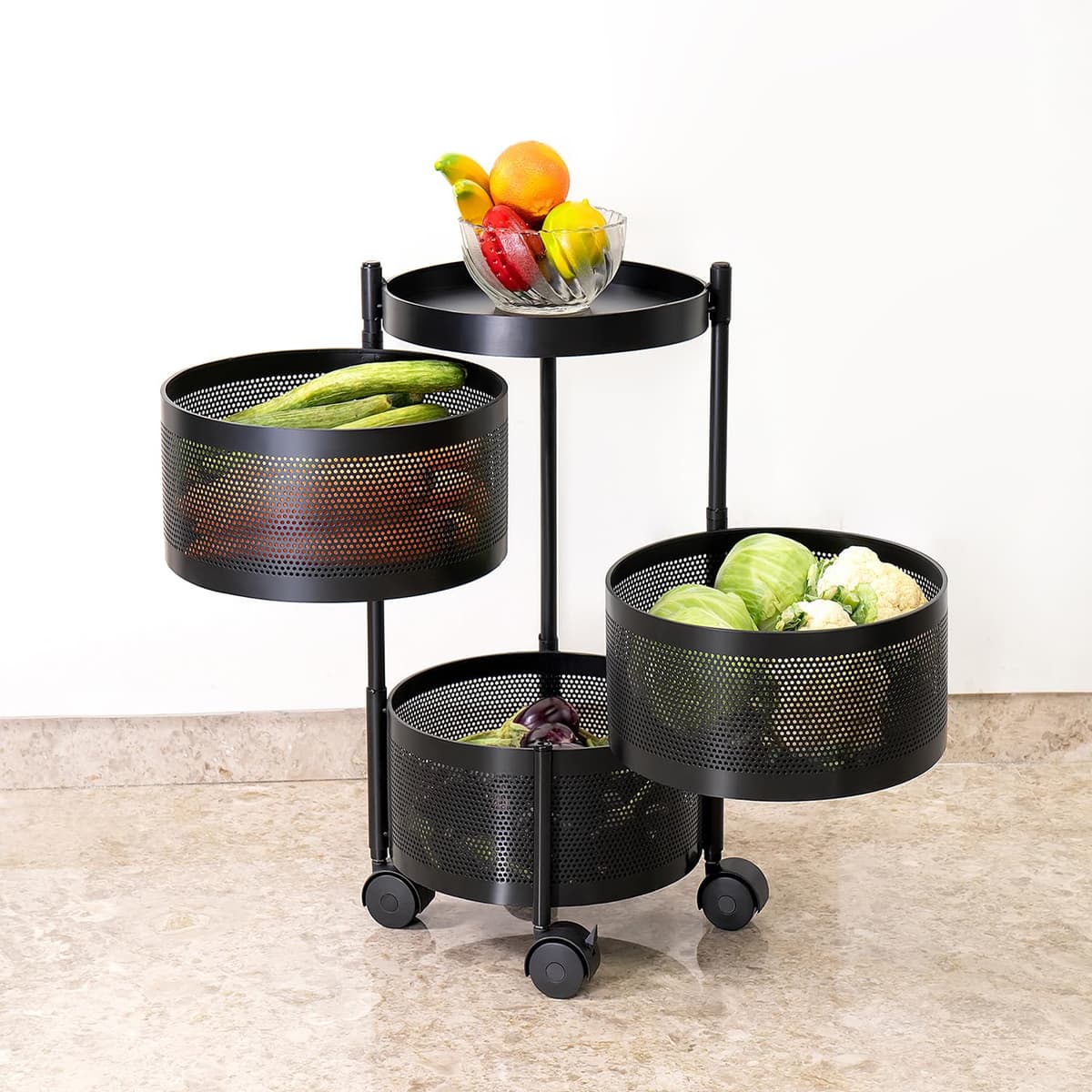 Spherevant Gold And Teal Metal Storage Cart For Home Decor Pack Of 4