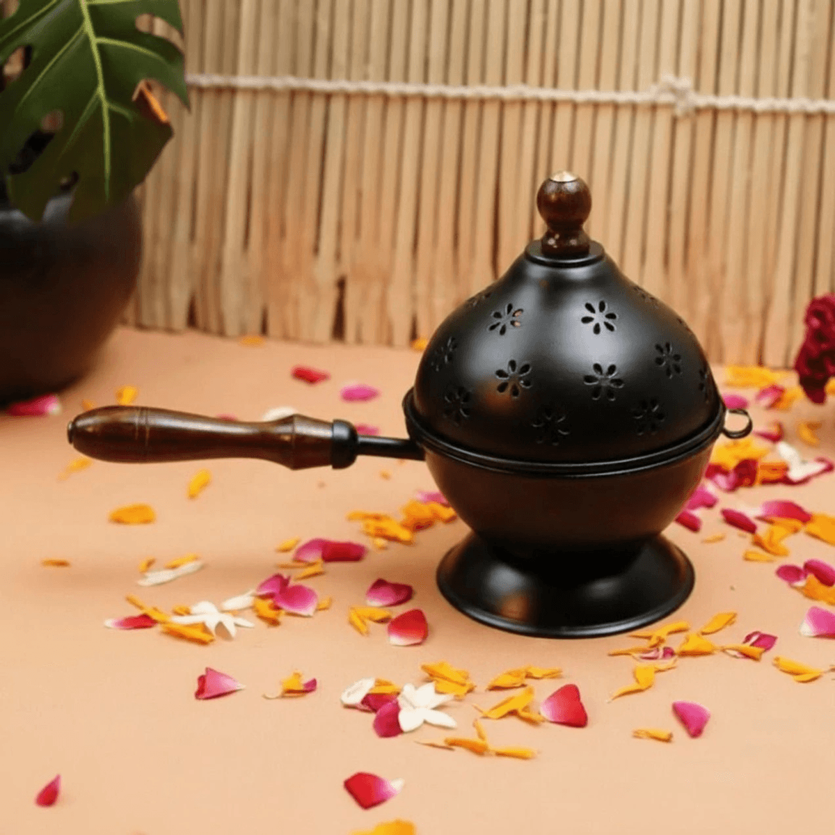 Black Metal Incense Burner For Pooja