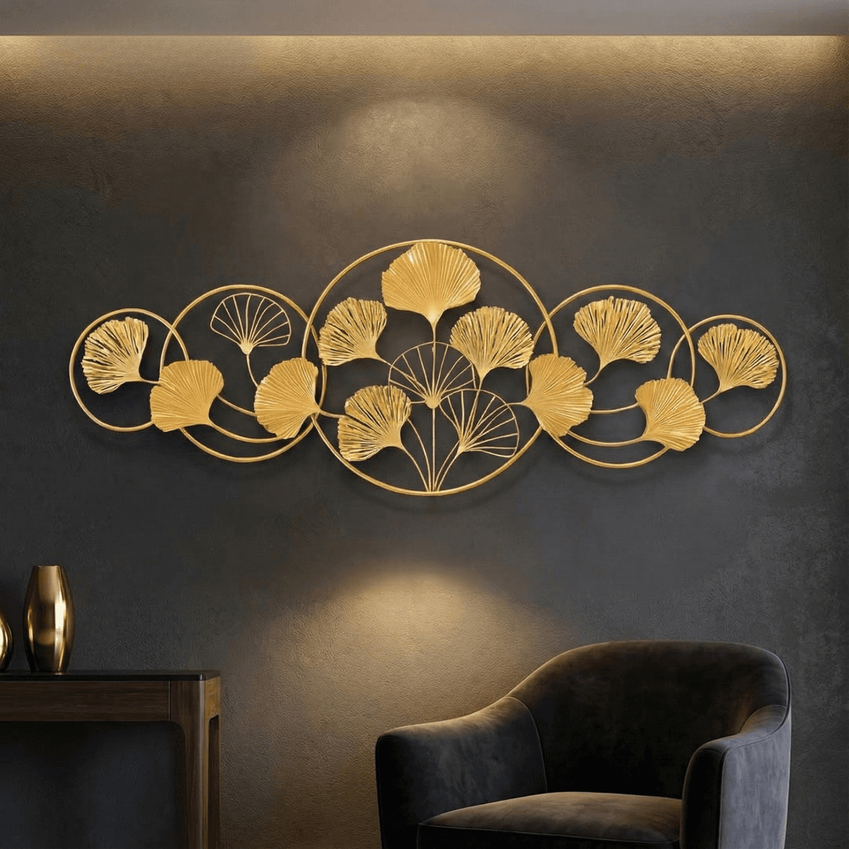 Gold Metal Wall Art For Pooja
