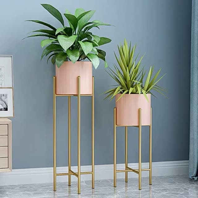 Spherevant Light Pink And Gold Metal Plant Stand For Home Decor Pack Of 2 — product view 1